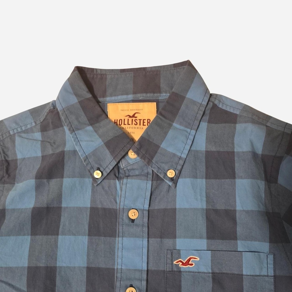 Hollister Blue Plaid Button Down Shirt Mens- XL - Picture 4 of 5